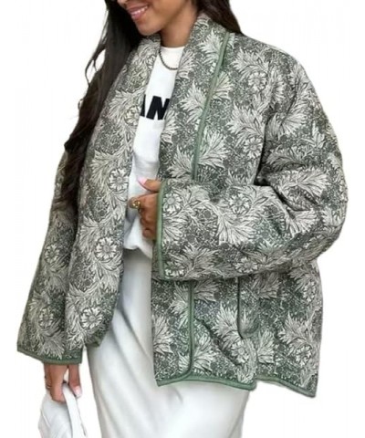 Women Y2k Cropped Quilted Jackets Floral Print Open Front Lightweight Puffer Jacket Padded Quilted Cardigan Coats Lapel Retro...