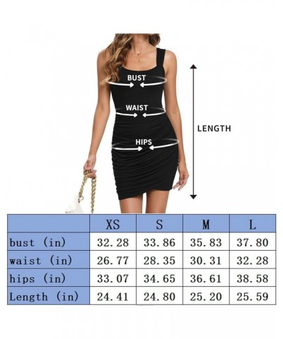 Women Ruched Cami Bodycon Mini Dress Square Neck Sexy Sleeveless Cotton 005 Black $9.35 Dresses