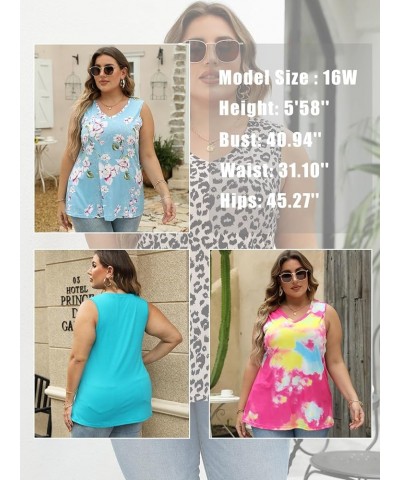 Plus-Size-Tank-Tops for Women Summer V Neck T Shirts Casual Sleeveless Tunics Tee 15_floral $13.72 Tops