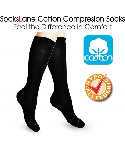 Cotton Compression Socks for Women & Men 15-20 mmhg Graduated Support for Airplane Travel Flight DVT Pregnancy Nurses Edema S...