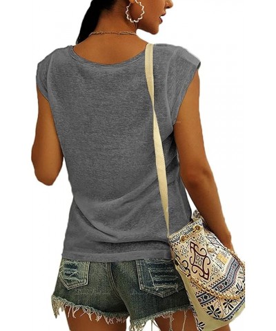 Womens Tank Tops Loose Fit V-Neck T-Shirt Fashion Casual Sleeveless Vest Solid Loose Blouse Pullover Tank Tops 06-gray $9.38 ...