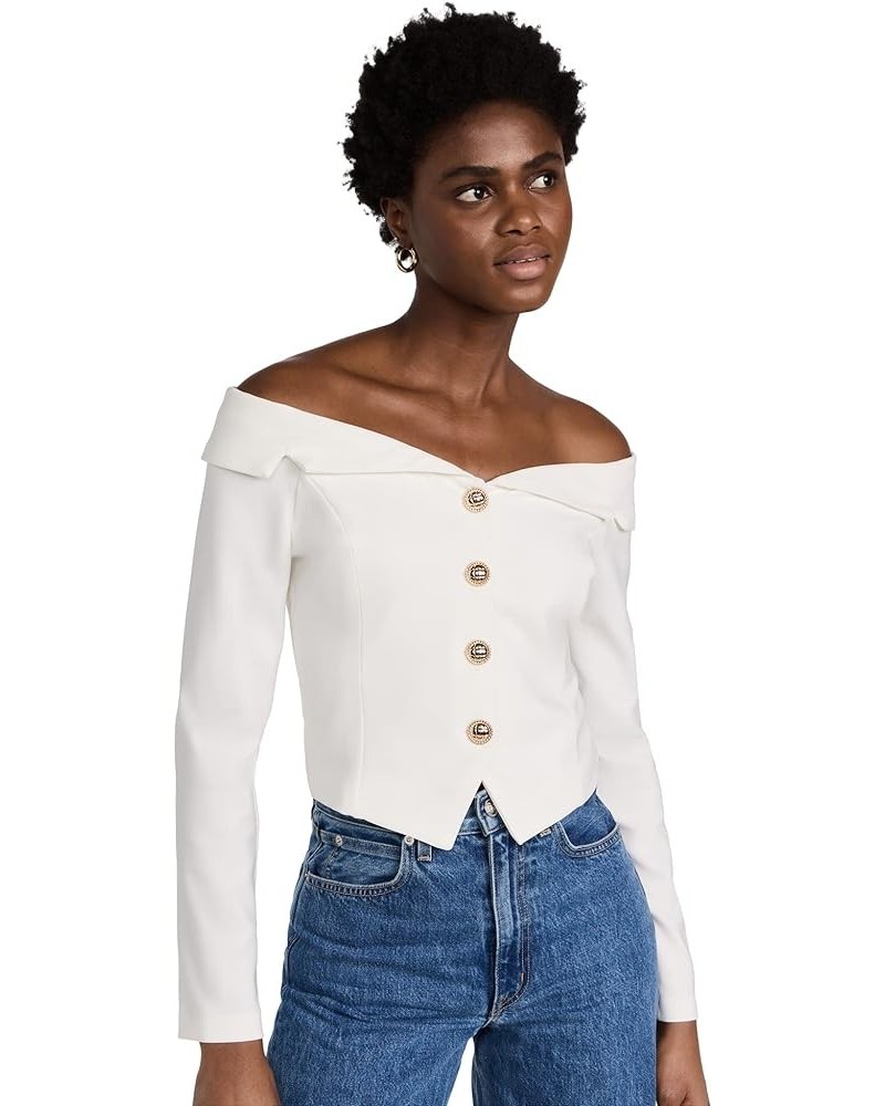 Women's Stretched Off Shoulder Blazer Top Ivory $51.30 Blazers