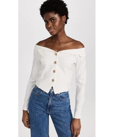 Women's Stretched Off Shoulder Blazer Top Ivory $51.30 Blazers