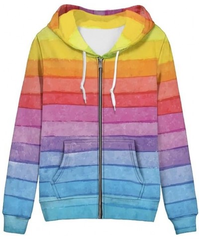 Women Oversized Hoodie with Pocket Plus Size, Cats, Galaxy,Ethnic Zip-up Hooded Sweatshirt Long-Sleeve Fall Outwear Rainbow S...