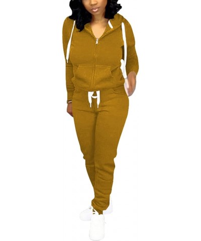 Womens 2 Piece Outfits Casual tracksuits A Tu Yellow $25.51 Activewear