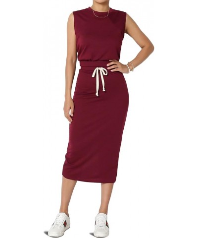 S~3X Baby Terry Semi Crop Tank Top & Pencil Calf Midi Skirt 2 PC Set Burgundy $15.84 Suits