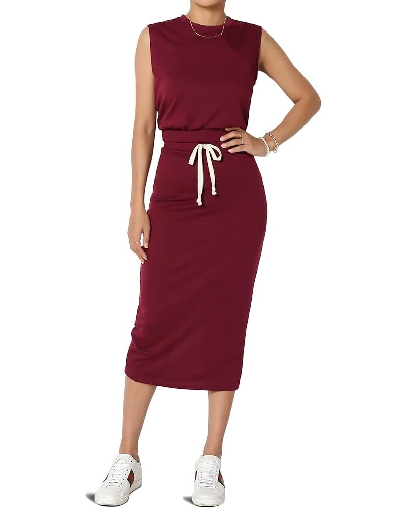 S~3X Baby Terry Semi Crop Tank Top & Pencil Calf Midi Skirt 2 PC Set Burgundy $15.84 Suits