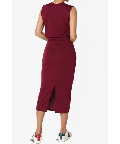 S~3X Baby Terry Semi Crop Tank Top & Pencil Calf Midi Skirt 2 PC Set Burgundy $15.84 Suits