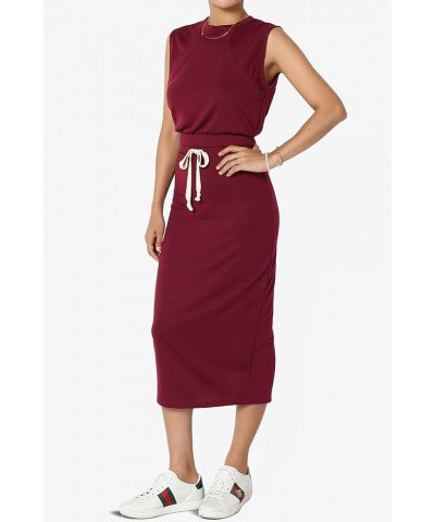 S~3X Baby Terry Semi Crop Tank Top & Pencil Calf Midi Skirt 2 PC Set Burgundy $15.84 Suits