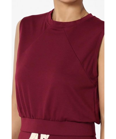 S~3X Baby Terry Semi Crop Tank Top & Pencil Calf Midi Skirt 2 PC Set Burgundy $15.84 Suits