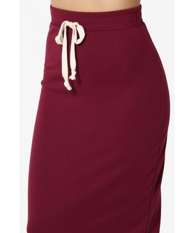 S~3X Baby Terry Semi Crop Tank Top & Pencil Calf Midi Skirt 2 PC Set Burgundy $15.84 Suits