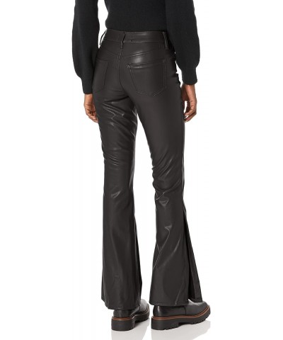 Women's Contouring Black Vegan Leather Flare with Side Slit and Exposed Buttons, 3 $16.42 Pants