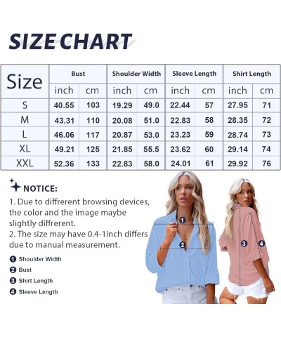 Womens Button Down Shirts Casual V Neck Long Sleeve Classic Office Work Blouse Tops with Pocket Dark Blue $17.32 Blouses