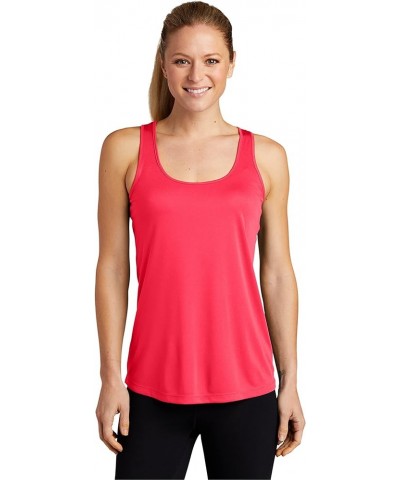 Ladies Moisture Wicking Athletic Racerback Tank Top Hot Coral $13.20 Tanks