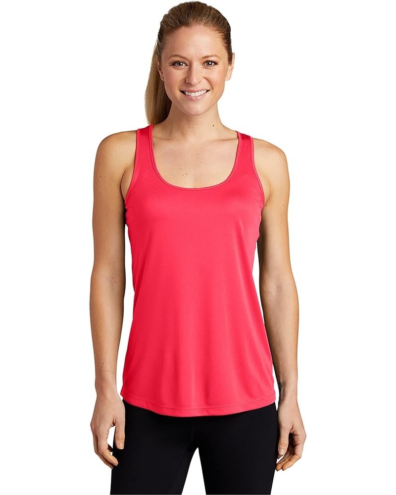 Ladies Moisture Wicking Athletic Racerback Tank Top Hot Coral $13.20 Tanks