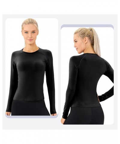 Thermal Tops for Women Cold Weather Skiing Base Layer Women Long Sleeve Shirt Workout Running Athletic Undershirt Black $13.5...