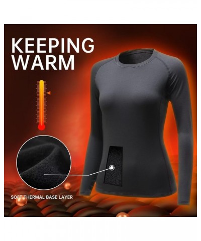 Thermal Tops for Women Cold Weather Skiing Base Layer Women Long Sleeve Shirt Workout Running Athletic Undershirt Black $13.5...