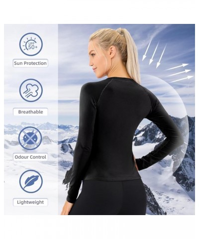 Thermal Tops for Women Cold Weather Skiing Base Layer Women Long Sleeve Shirt Workout Running Athletic Undershirt Black $13.5...