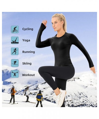 Thermal Tops for Women Cold Weather Skiing Base Layer Women Long Sleeve Shirt Workout Running Athletic Undershirt Black $13.5...