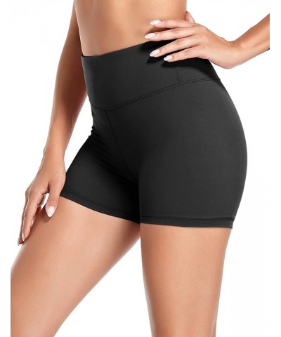 Biker Shorts for Women High Waist 4" Workout Yoga Tummy Control Compression Running Shorts with Inner Pocket Black $9.80 Legg...