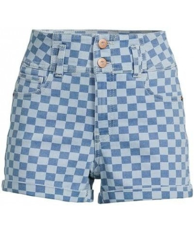 juniers' 2 Button Corset Shorts Inseam 3.25 Blue Checkerboard $15.29 Shorts