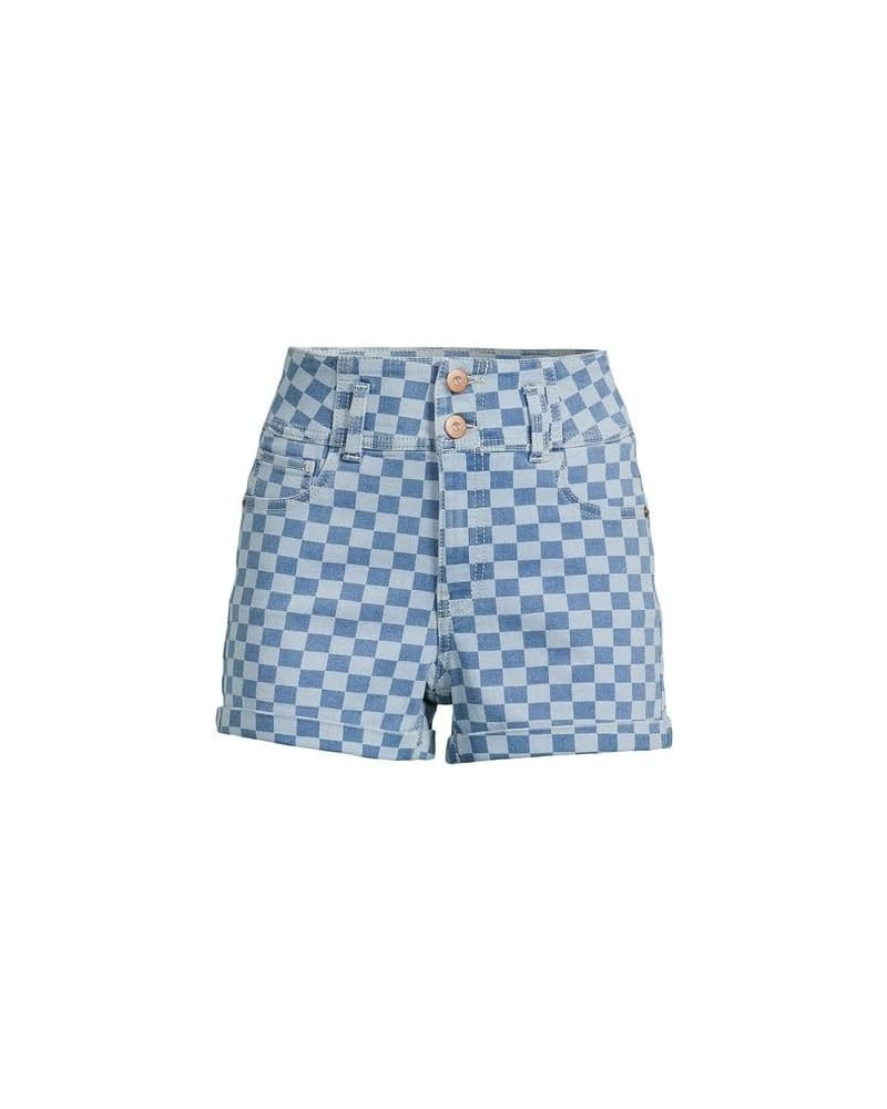 juniers' 2 Button Corset Shorts Inseam 3.25 Blue Checkerboard $15.29 Shorts