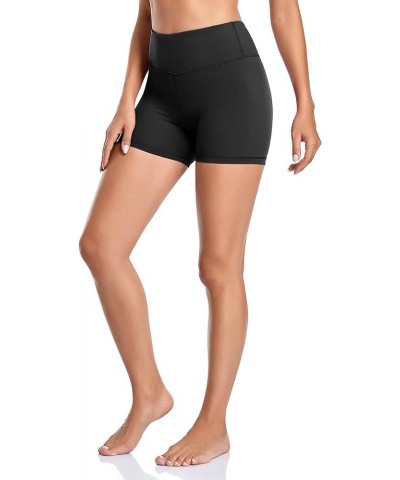 Biker Shorts for Women High Waist 4" Workout Yoga Tummy Control Compression Running Shorts with Inner Pocket Black $9.80 Legg...