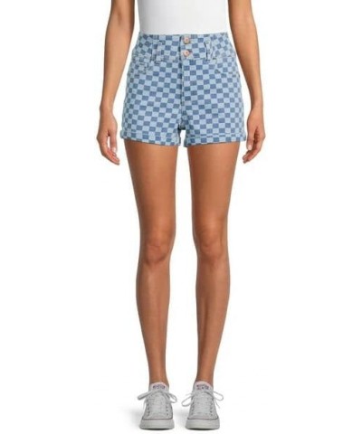 juniers' 2 Button Corset Shorts Inseam 3.25 Blue Checkerboard $15.29 Shorts