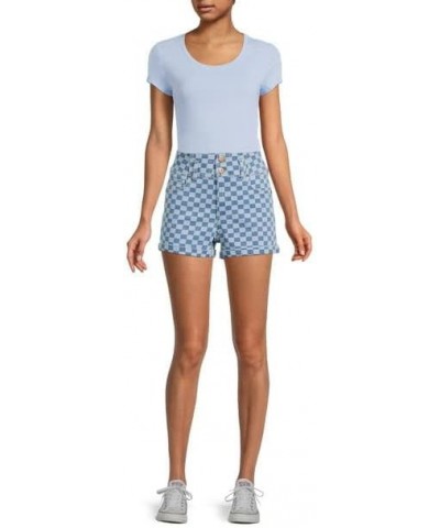 juniers' 2 Button Corset Shorts Inseam 3.25 Blue Checkerboard $15.29 Shorts