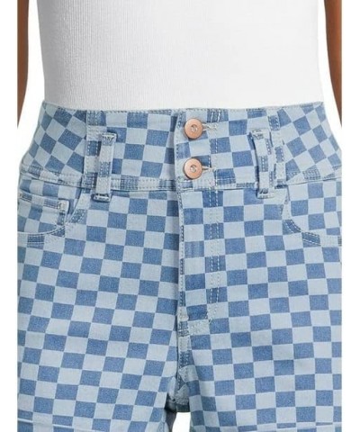 juniers' 2 Button Corset Shorts Inseam 3.25 Blue Checkerboard $15.29 Shorts