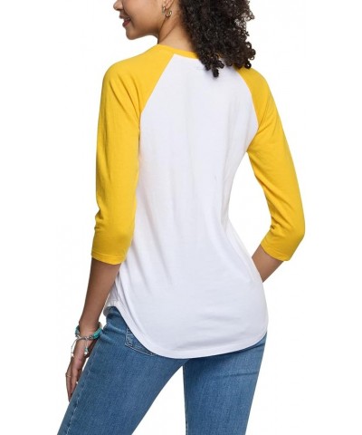 Women's 3/4 Sleeve Baseball Jersey Shirts, Casual Dynamic Cotton T-Shirt, Quarter Sleeve Raglan Tops Button Dyna Cotton White...