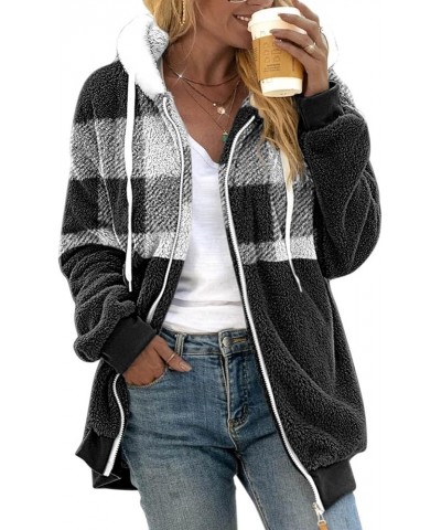 Coats for Women Winter 2023 Warm Thick Fleece Sherpa Jacket Fashion Casual Loose Fuzzy Zip Up Hoodie With Pockets F Black $8....