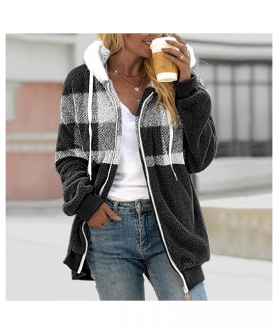 Coats for Women Winter 2023 Warm Thick Fleece Sherpa Jacket Fashion Casual Loose Fuzzy Zip Up Hoodie With Pockets F Black $8....