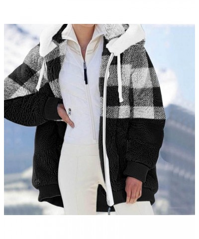 Coats for Women Winter 2023 Warm Thick Fleece Sherpa Jacket Fashion Casual Loose Fuzzy Zip Up Hoodie With Pockets F Black $8....