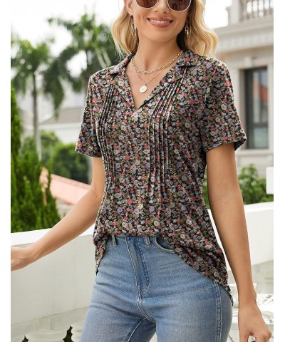 Womens Short Sleeve Polo T Shirts V Neck Summer Basic Tops Fashion 2024 Business Casual Work Blouse S-XXL A1-army Floral $12....