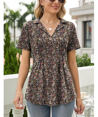 Womens Short Sleeve Polo T Shirts V Neck Summer Basic Tops Fashion 2024 Business Casual Work Blouse S-XXL A1-army Floral $12....