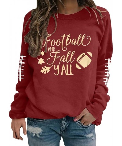 Football Sweatshirts for Women Game Day Touchdown Season Sweatshirt Rugby Graphic Sunday Funday Hoodie A3-wine $12.17 Hoodies...