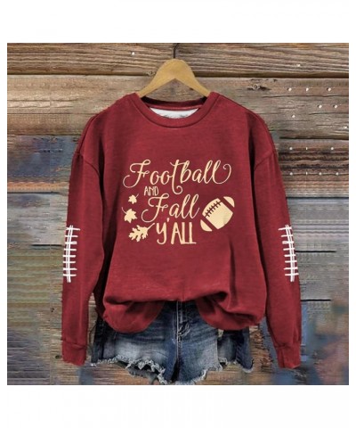 Football Sweatshirts for Women Game Day Touchdown Season Sweatshirt Rugby Graphic Sunday Funday Hoodie A3-wine $12.17 Hoodies...