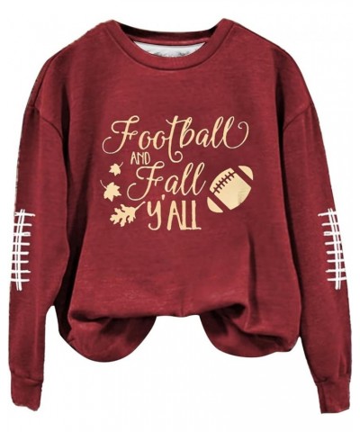 Football Sweatshirts for Women Game Day Touchdown Season Sweatshirt Rugby Graphic Sunday Funday Hoodie A3-wine $12.17 Hoodies...