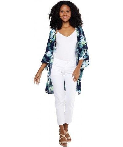 Women Open Front Lightweight Kimono Tops in Orchid Breeze Orchid Breeze Navy $20.72 Sweaters