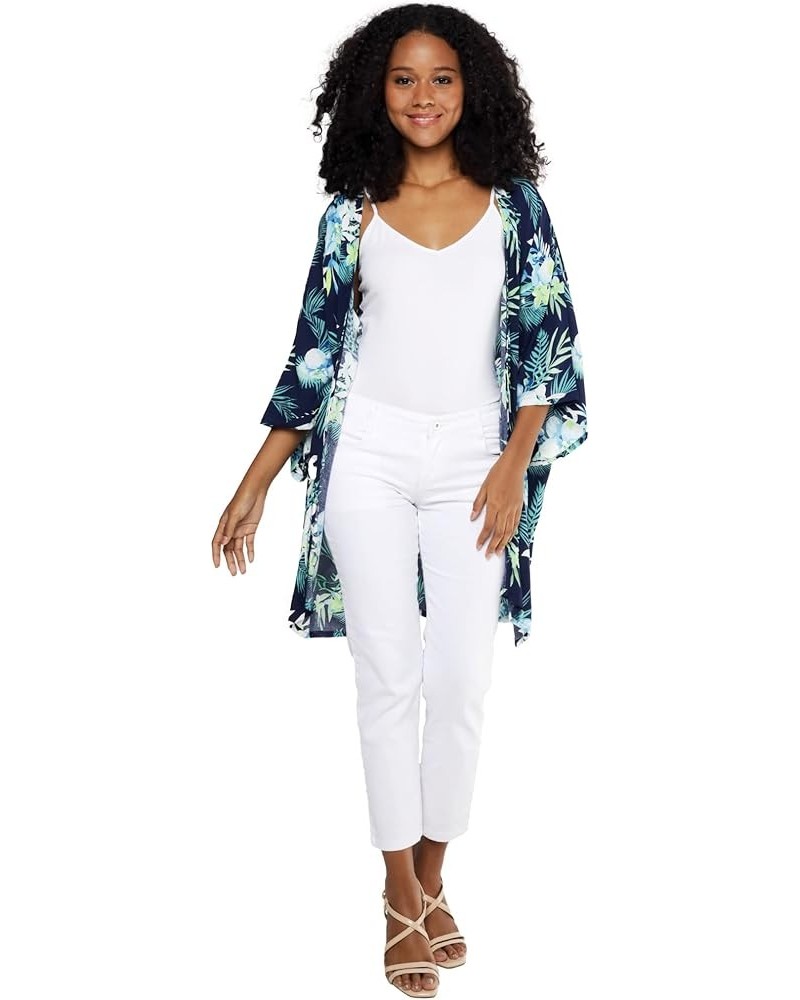 Women Open Front Lightweight Kimono Tops in Orchid Breeze Orchid Breeze Navy $20.72 Sweaters