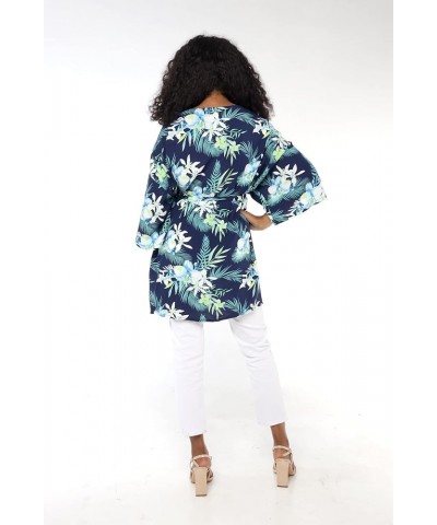 Women Open Front Lightweight Kimono Tops in Orchid Breeze Orchid Breeze Navy $20.72 Sweaters