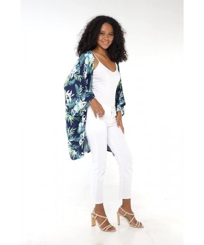 Women Open Front Lightweight Kimono Tops in Orchid Breeze Orchid Breeze Navy $20.72 Sweaters