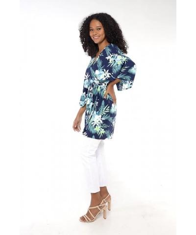 Women Open Front Lightweight Kimono Tops in Orchid Breeze Orchid Breeze Navy $20.72 Sweaters