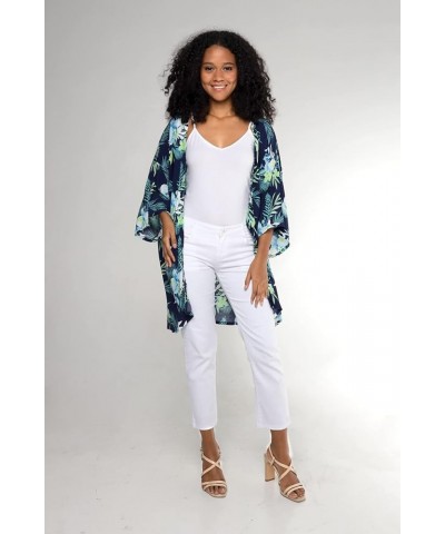 Women Open Front Lightweight Kimono Tops in Orchid Breeze Orchid Breeze Navy $20.72 Sweaters