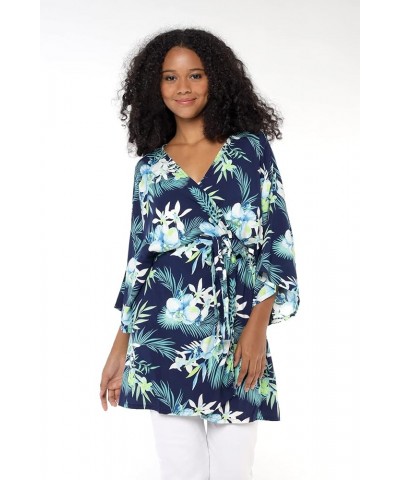 Women Open Front Lightweight Kimono Tops in Orchid Breeze Orchid Breeze Navy $20.72 Sweaters