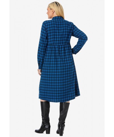 Women's Plus Size Plaid Flannel A-Line Shirtdress Emerald Plaid $27.48 Dresses