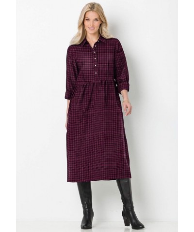 Women's Plus Size Plaid Flannel A-Line Shirtdress Emerald Plaid $27.48 Dresses