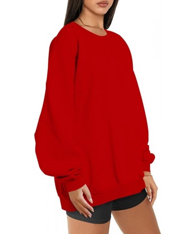 Oversized Sweatshirts for Women Crewneck Long Sleeve Baggy Boyfriend Tops Loose Fit Solid Casual Y2K Streetwear 13 Red $7.22 ...