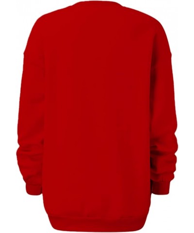 Oversized Sweatshirts for Women Crewneck Long Sleeve Baggy Boyfriend Tops Loose Fit Solid Casual Y2K Streetwear 13 Red $7.22 ...